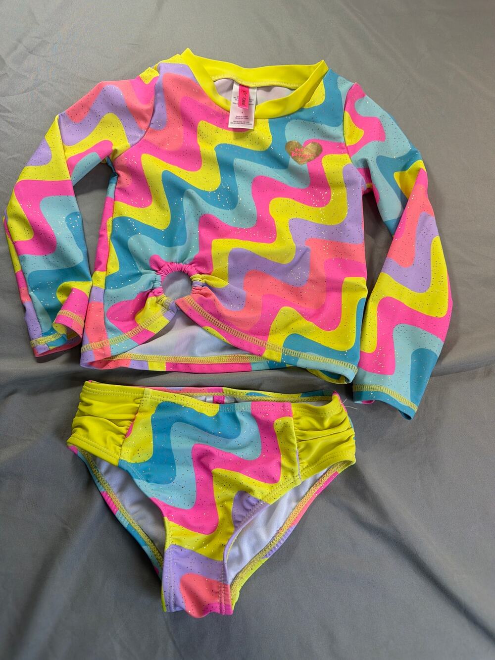 Betsey Johnson Little Girls 2pc Long sleeve bikini size 4